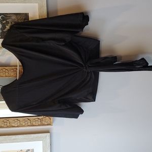 Fabletics Tied Black Sheer Crop Top